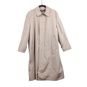 London Fog Mens‎ Short Beige Tan Trench Coat Overcoat Jacket Size 42